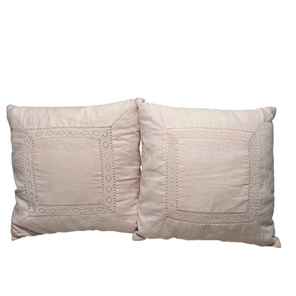 Simply Shabby Chic Decorative Pillow Set 18"x18" Pink Linen & Cotton - Picture 1 of 6